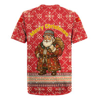 Macedonia Christmas Rugby Jersey with Traditional Santa and Yellow Sun Motif - Wonder Print Shop