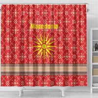 Macedonia Christmas Shower Curtain with Traditional Santa and Yellow Sun Motif - Wonder Print Shop