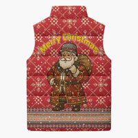 Macedonia Christmas Sleeveless Puffer Jacket with Traditional Santa and Yellow Sun Motif - Wonder Print Shop