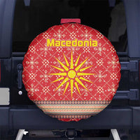 Macedonia Christmas Spare Tire Cover with Traditional Santa and Yellow Sun Motif - Wonder Print Shop