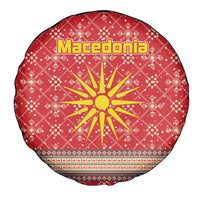 Macedonia Christmas Spare Tire Cover with Traditional Santa and Yellow Sun Motif - Wonder Print Shop
