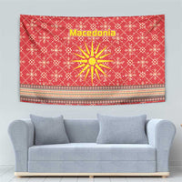 Macedonia Christmas Tapestry with Traditional Santa and Yellow Sun Motif - Wonder Print Shop