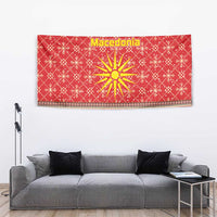 Macedonia Christmas Tapestry with Traditional Santa and Yellow Sun Motif - Wonder Print Shop