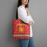 Macedonia Christmas Tote Bag with Traditional Santa and Yellow Sun Motif - Wonder Print Shop