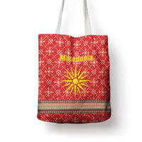 Macedonia Christmas Tote Bag with Traditional Santa and Yellow Sun Motif - Wonder Print Shop