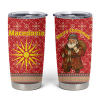 Macedonia Christmas Tumbler Cup with Traditional Santa and Yellow Sun Motif - Wonder Print Shop