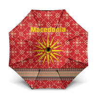 Macedonia Christmas Umbrella with Traditional Santa and Yellow Sun Motif - Wonder Print Shop