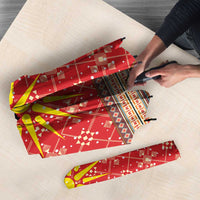 Macedonia Christmas Umbrella with Traditional Santa and Yellow Sun Motif - Wonder Print Shop