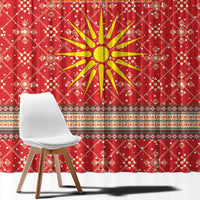 Macedonia Christmas Window Curtain with Traditional Santa and Yellow Sun Motif - Wonder Print Shop