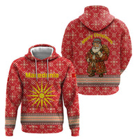 Macedonia Christmas Zip Hoodie with Traditional Santa and Yellow Sun Motif - Wonder Print Shop
