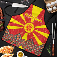 Macedonia Christmas Apron with Yellow Sun, Santa, and Festive Tree Motif - Wonder Print Shop