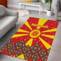 Macedonia Christmas Area Rug with Yellow Sun, Santa, and Festive Tree Motif - Wonder Print Shop