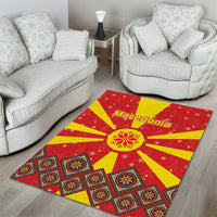 Macedonia Christmas Area Rug with Yellow Sun, Santa, and Festive Tree Motif - Wonder Print Shop