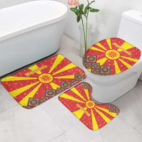 Macedonia Christmas Bathroom Set with Yellow Sun, Santa, and Festive Tree Motif - Wonder Print Shop