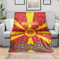Macedonia Christmas Blanket with Yellow Sun, Santa, and Festive Tree Motif - Wonder Print Shop