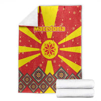 Macedonia Christmas Blanket with Yellow Sun, Santa, and Festive Tree Motif - Wonder Print Shop