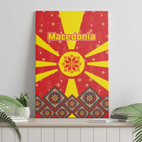Macedonia Christmas Canvas Wall Art with Yellow Sun, Santa, and Festive Tree Motif - Wonder Print Shop
