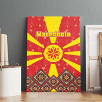 Macedonia Christmas Canvas Wall Art with Yellow Sun, Santa, and Festive Tree Motif - Wonder Print Shop