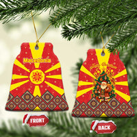 Macedonia Christmas Ceramic Ornament with Yellow Sun, Santa, and Festive Tree Motif - Wonder Print Shop