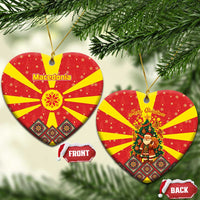 Macedonia Christmas Ceramic Ornament with Yellow Sun, Santa, and Festive Tree Motif - Wonder Print Shop