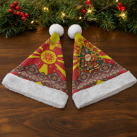 Macedonia Christmas Santa Hat with Yellow Sun, Santa, and Festive Tree Motif - Wonder Print Shop