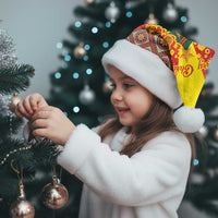 Macedonia Christmas Santa Hat with Yellow Sun, Santa, and Festive Tree Motif - Wonder Print Shop