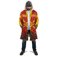 Macedonia Christmas Cloak with Yellow Sun, Santa, and Festive Tree Motif - Wonder Print Shop