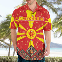 Macedonia Christmas Hawaiian Shirt with Yellow Sun, Santa, and Festive Tree Motif - Wonder Print Shop