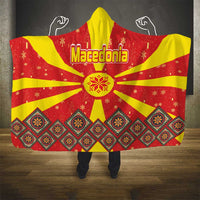 Macedonia Christmas Hooded Blanket with Yellow Sun, Santa, and Festive Tree Motif - Wonder Print Shop