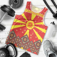 Macedonia Christmas Men Tank Top with Yellow Sun, Santa, and Festive Tree Motif - Wonder Print Shop