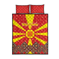 Macedonia Christmas Quilt Bed Set with Yellow Sun, Santa, and Festive Tree Motif - Wonder Print Shop