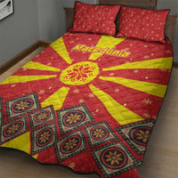 Macedonia Christmas Quilt Bed Set with Yellow Sun, Santa, and Festive Tree Motif - Wonder Print Shop