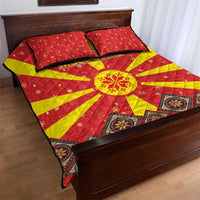 Macedonia Christmas Quilt Bed Set with Yellow Sun, Santa, and Festive Tree Motif - Wonder Print Shop
