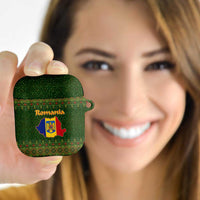 Romania Christmas AirPods Case with Map Tricolor Flag Golden Eagle and Santa Motif - Wonder Print Shop