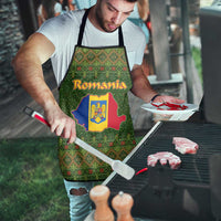 Romania Christmas Apron with Map Tricolor Flag Golden Eagle and Santa Motif - Wonder Print Shop