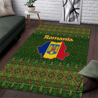 Romania Christmas Area Rug with Map Tricolor Flag Golden Eagle and Santa Motif - Wonder Print Shop
