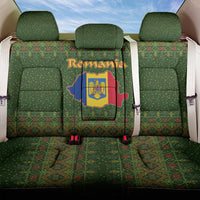 Romania Christmas Back Car Seat Cover with Map Tricolor Flag Golden Eagle and Santa Motif - Wonder Print Shop