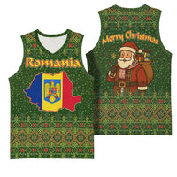 Romania Christmas Basketball Jersey with Map Tricolor Flag Golden Eagle and Santa Motif - Wonder Print Shop
