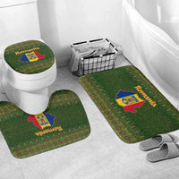 Romania Christmas Bathroom Set with Map Tricolor Flag Golden Eagle and Santa Motif - Wonder Print Shop