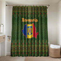 Romania Christmas Bathroom Set with Map Tricolor Flag Golden Eagle and Santa Motif - Wonder Print Shop
