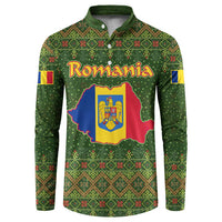 Romania Christmas Button Sweatshirt with Map Tricolor Flag Golden Eagle and Santa Motif - Wonder Print Shop