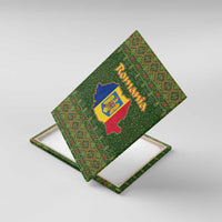 Romania Christmas Canvas Wall Art with Map Tricolor Flag Golden Eagle and Santa Motif - Wonder Print Shop