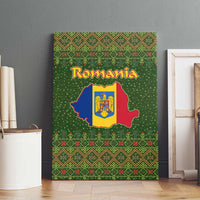 Romania Christmas Canvas Wall Art with Map Tricolor Flag Golden Eagle and Santa Motif - Wonder Print Shop
