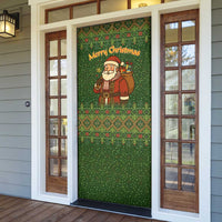 Romania Christmas Door Cover with Map Tricolor Flag Golden Eagle and Santa Motif - Wonder Print Shop