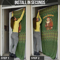 Romania Christmas Door Cover with Map Tricolor Flag Golden Eagle and Santa Motif - Wonder Print Shop