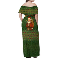 Romania Christmas Family Matching Off Shoulder Maxi Dress and Hawaiian Shirt with Map Tricolor Flag Golden Eagle and Santa Motif - Wonder Print Shop