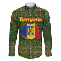 Romania Christmas Family Matching Off Shoulder Short Dress and Hawaiian Shirt with Map Tricolor Flag Golden Eagle and Santa Motif - Wonder Print Shop