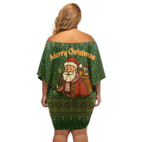 Romania Christmas Family Matching Off Shoulder Short Dress and Hawaiian Shirt with Map Tricolor Flag Golden Eagle and Santa Motif - Wonder Print Shop
