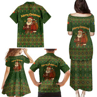 Romania Christmas Family Matching Puletasi and Hawaiian Shirt with Map Tricolor Flag Golden Eagle and Santa Motif - Wonder Print Shop