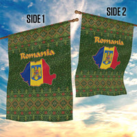 Romania Christmas Garden Flag with Map Tricolor Flag Golden Eagle and Santa Motif - Wonder Print Shop